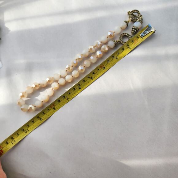 HEIDI DAUS Cream Gold Champagne Crystal Beaded Necklace Retired 20" Long - Picture 5 of 7